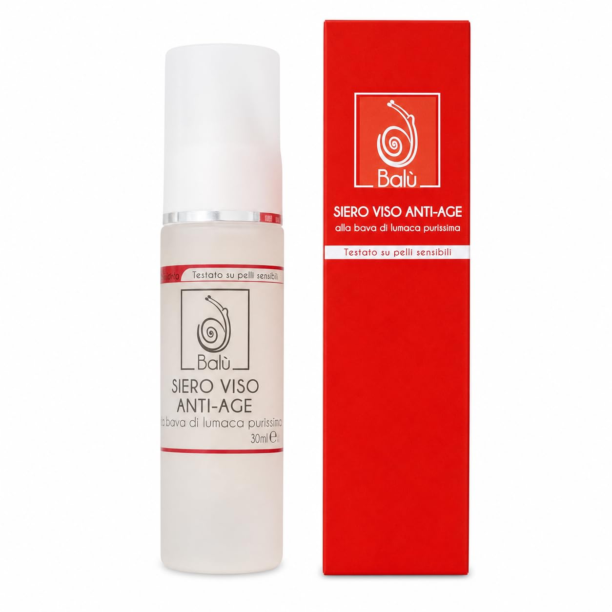 Balù Siero Viso Anti Age alla Bava di Lumaca Purissima con Aloe Vera | Siero Idratante, Illuminante e Levigante | Made in Italy | 30 ml