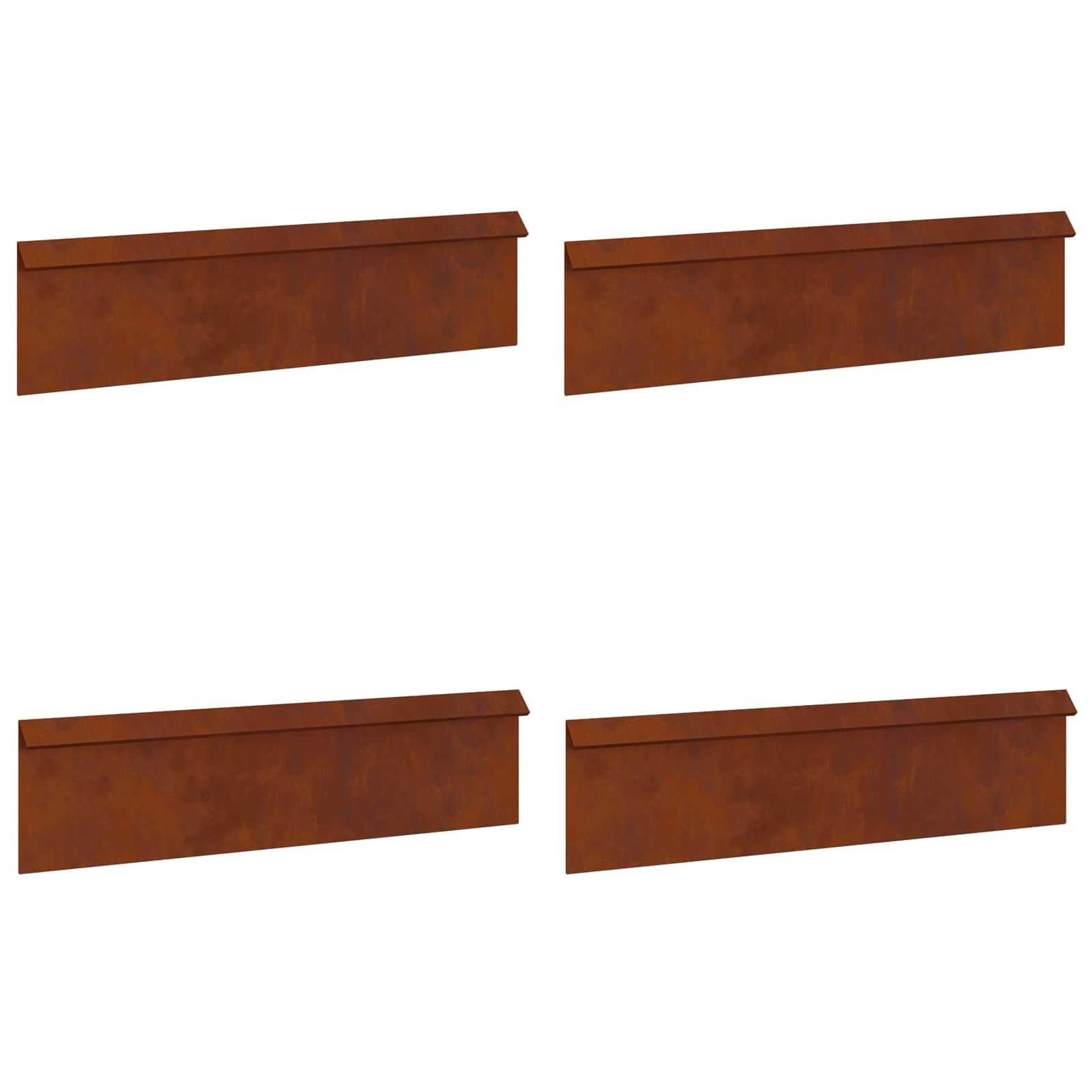 Schneckenzaun 4 pcs Wetterfeststahl 100 x 3,5 x 25 cm Schneckenbarriere Rostig