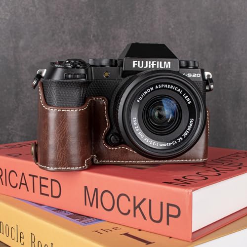 Image of MUZIRI KINOKOO Case for Fujifilm Fuji XS20 /X-S20 Camera, Retro Style PU Leather Fuji XS20 Protective Case with Hand Grip and Opening Bottom Design - Coffee