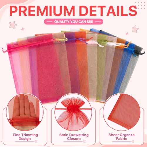 Image of XCLUSY 20PCS (13X18CM)(5x7 inchINCH) Potli Bags for Gifting - Multipurpose Wedding Return Gift Bags | Party Favour, Birthday, Anniversary, Festive Packing Pouches | Organza, Cloth, Brocade, Fancy Luxury Goodie Bags (5x7 Inch RED, 1 Count(Pack of 20))
