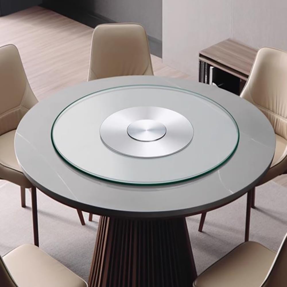 Plateau Tournant en Verre Épais De 30" Et 40" pour Table À Manger, Plateau De Service Rond Et Lisse en Verre Trempé (80 Cm/30 Pouces)