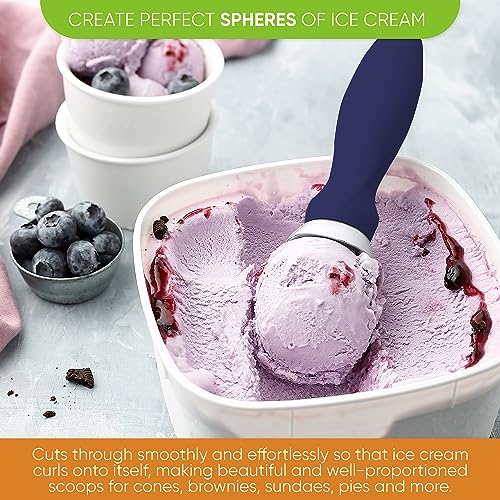 Image of Spring Chef Heavy Duty Metal Ice Cream Scoop w /Soft Grip Handle, Sapphire