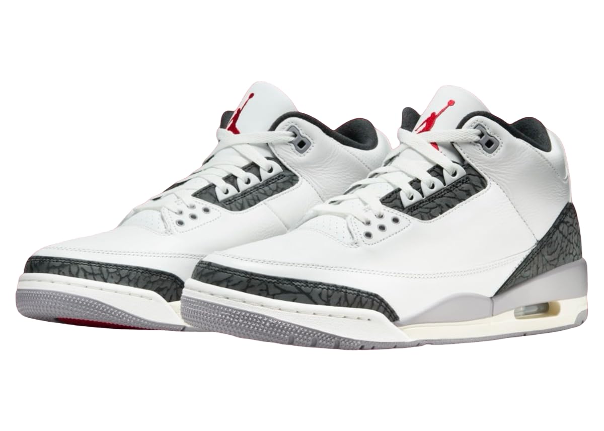 Nike Air Jordan 3 Retro Summit White/Fire Red 'Cement Grey' (CT8532 106) - Size 10