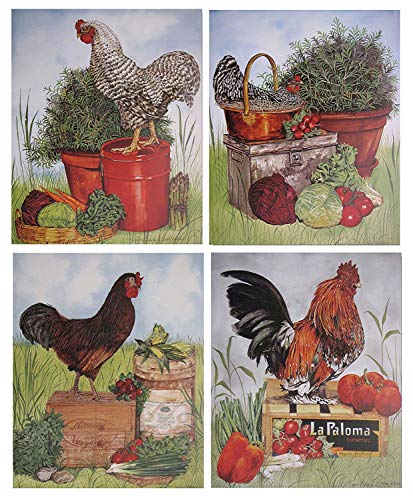 Rooster Chicken Farm Animal Four 8X10 Set Picture Kitchen Wall Decor Art Print Posters #TOP9
