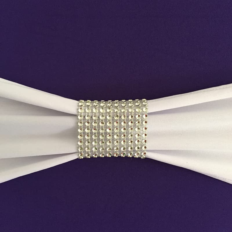 10pcs/50pcs Spandex Elastico Fascia per Sedia Fiocchi con Fibbia di Diamante Decorazione Evento per Feste in Hotel Elastico Fascia per Sedia da Sposa Cravatta-Avorio,10 pezzi