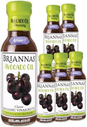 BRIANNAS - Avocado Oil Balsamic Vinaigrette Dressing - Nutrient Rich, Keto Friendly, Vegan Salad Dressing made with 100% Avocado Oil - 10 oz. Bottles - 6 Pack