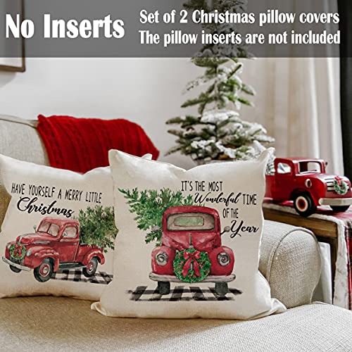 Carriehome18x18farmhousechristmasthrowpillowcovers2packredtruckrusticchristmaspillowcoversforwinterholidaydecorations  Urban Country Home Decor Carrie home 18×18 farmhouse christmas throw pillow covers 2 pack red truck rustic christmas pillow covers for winter holiday decorations  urban country home decor