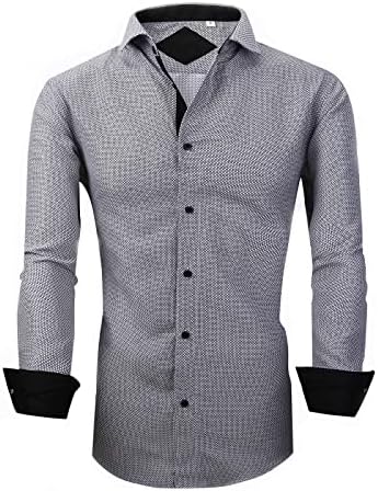 SAMERM Mens Printed Dress Shirts Easy Care Regular Fit Long Sleeve Casual Button Down Shirt for Men (Print02,L)