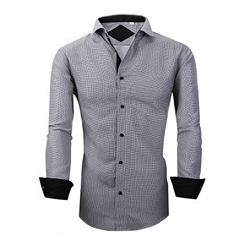 Samerm Mens Printed Dress Shirts Easy Care Regular Fit Long Sleeve Casual Button Down Shirt For Men (Print02,L) #TOP12