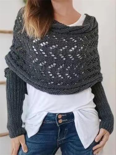 Knitted Scarf with Sleeves for Women Multifunctional Scarf with Sleeves Lightweight Scarves for Women2
