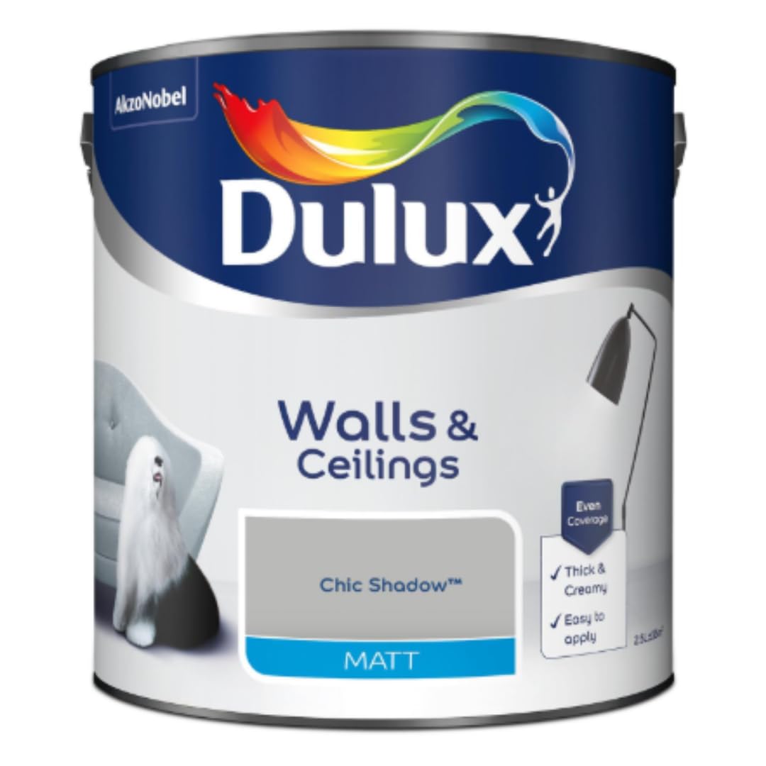 Chic Shadow Walls & Ceilings Matt Emulsion Paint 2.5L โ Smooth Creamy Finish, Quick Dry, Low VOC, Easy Application for Interior Walls & Ceilings