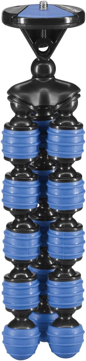 Cullmann Alpha 350 Mobile Flexible Mini Tripod with Smartphone Holder, Bendable Leg, Blue, Max. Load 1 kg, 204g Weight