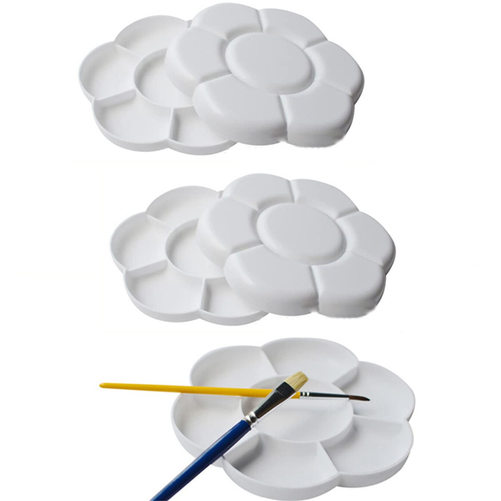 5 PCS Blanc Imitation Céramique Palettes De Peinture, 7 Biens Forme De Fleur Palette D'aquarelle Plateau De Peinture for Peinture Partie, Bricolage Artisanat Et Peinture D'art