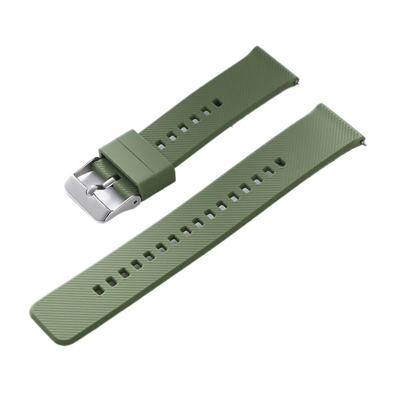 Bracelet de montre en silicone à dégagement rapide - 18 mm, 19 mm, 20 mm, 21 mm, 22 mm, bracelet de montre coloré de sport universel (vert kaki, 19 mm)
