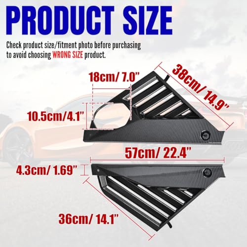 Image of 2PCS Engine Bay Side Panel Covers for Corvette C8 Stingray 2020+ and for C8 Z06 2023+,Carbon Fiber Pattern Mid-Motor Engine Compartment Frame Dress Up Trim Protective Decor Panels Covers