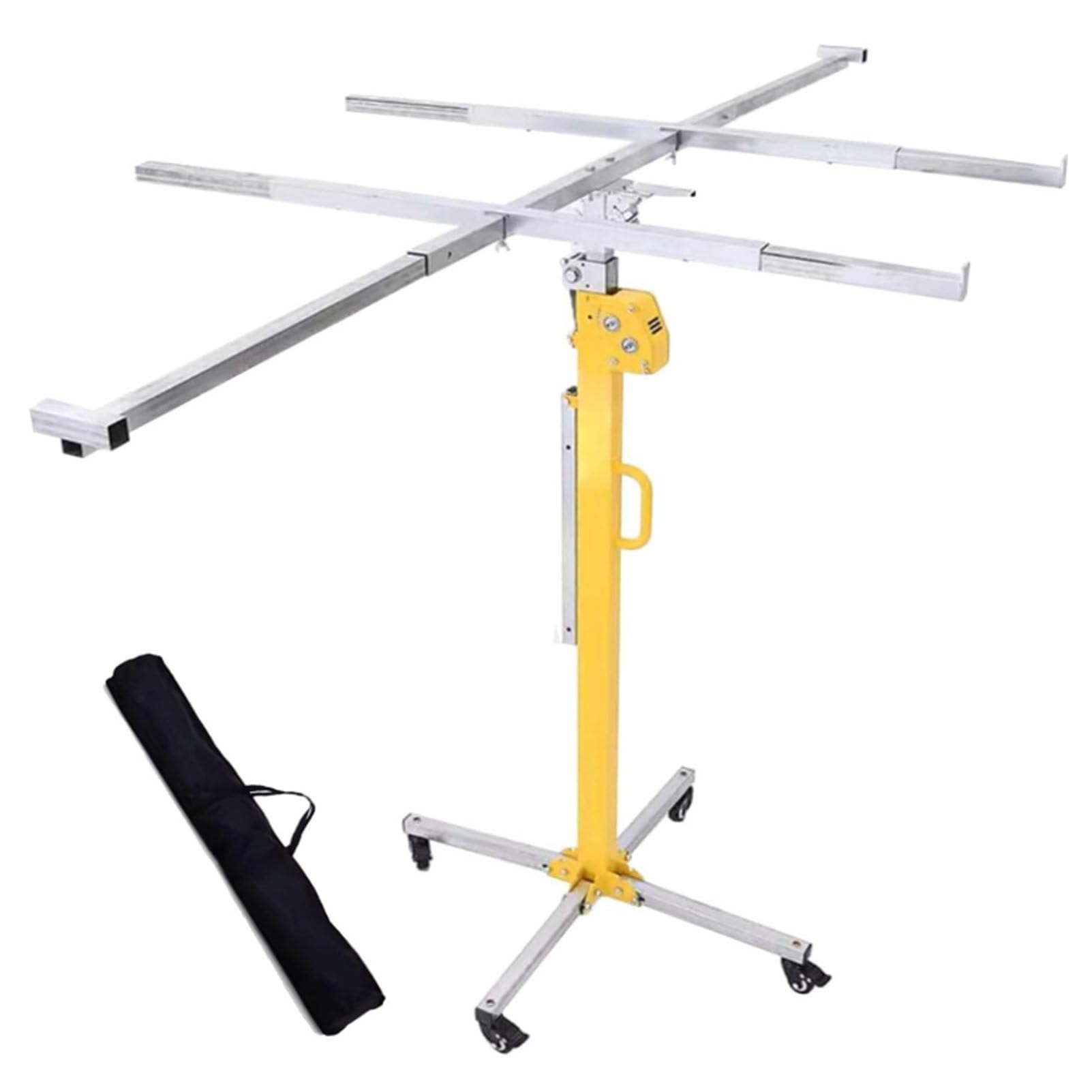 Pannello di sollevamento per cartongesso, manuale ed elettrico, doppio uso, 3 in 1, strumento stabile di sollevamento e abbassamento per soffitto e parete, con 4 ruote bloccabili, 4,5 m