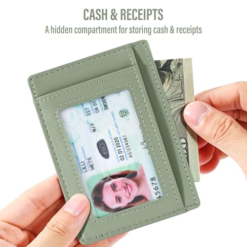 Image of Travelambo Slim Wallet Front Pocket Minimalist Leather RFID Blocking Medium Size