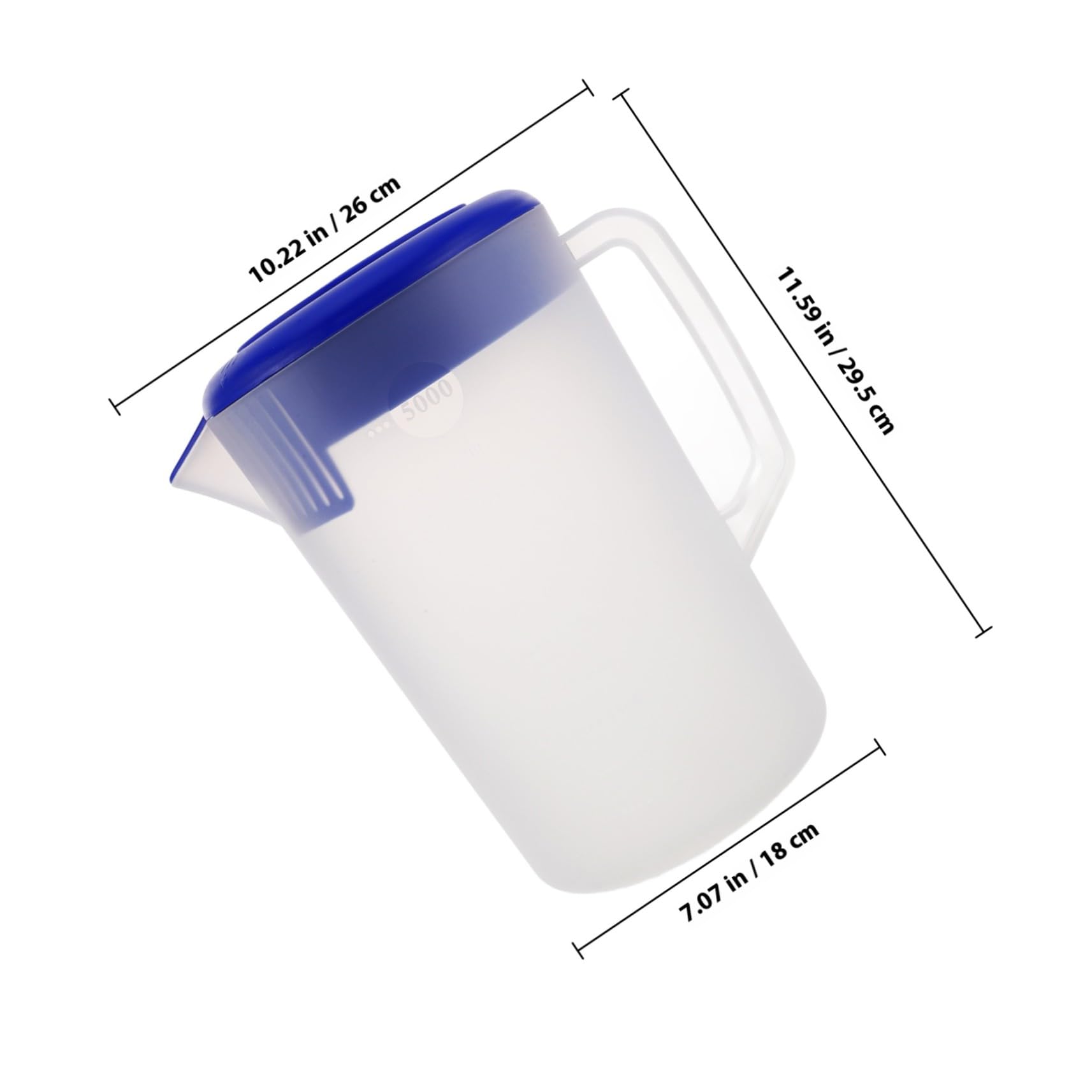Caraffa in Plastica Opaca con Coperchio e Manico Brocca Multifunzione per Tè Freddo Caffè Freddo e Bevande Fredde con Misuratore Graduato e Base Trasparente Compatibile Frigorifero