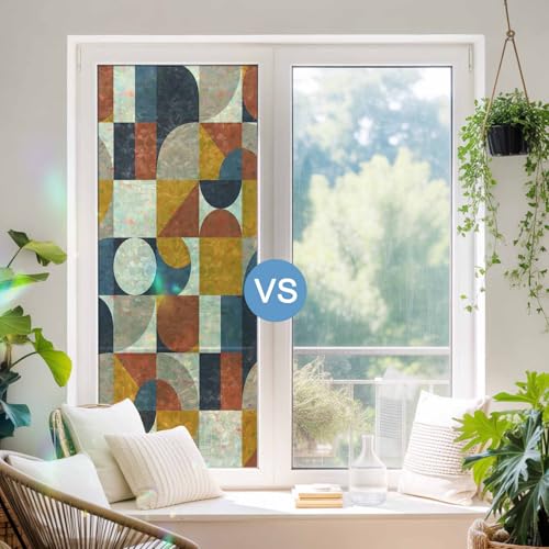 Película de privacidad para ventana con diseño 3D multicolor miniatura 3