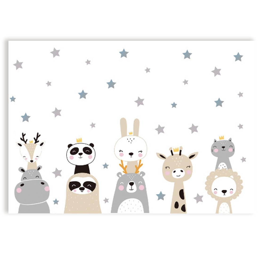 THXFUNAREA Animales de la Jungla Pegatinas de Pared Safari Animales Adhesivos Vinilos Boho Gris Bosque Jirafa León Decorativos Pared para Bebé Habitación Cuarto de Jugar Guardería Infantiles