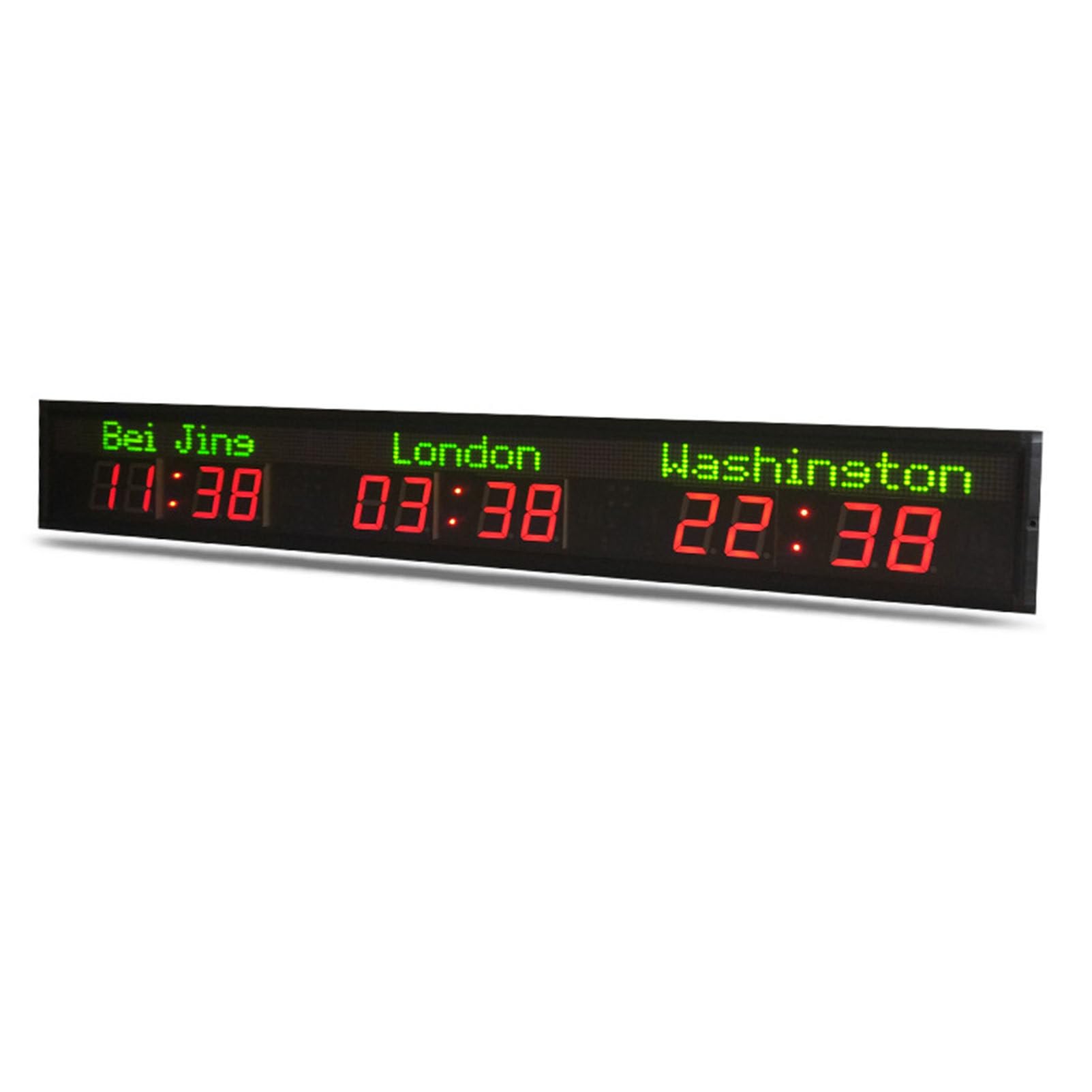 Orologio Digitale con fusi orari mondiali, Display LED Multiplo con 5 Livelli di Regolazione della luminosità, 3/4/5/6 Città per aziende multinazionali, Hotel e uffici, 6 Città (3 Città)