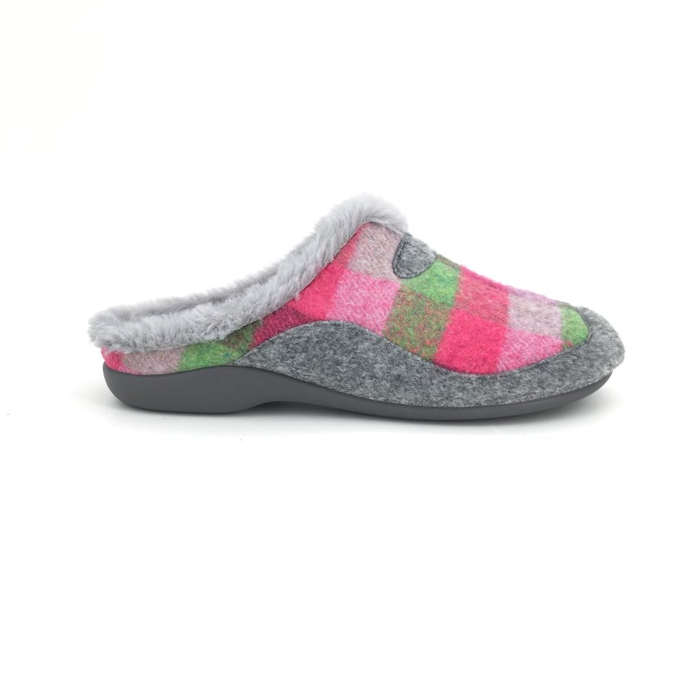 Garzón - Zapatillas de IR por casa destalonadas,Suela de Goma Antideslizante,Chinela,de Tela,de Cuadros para: Mujer