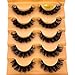 HBZGTLAD Cat eye Eyelashes 3D Natural False Lashes D Curl Fluffy Soft Cross 5 pairs Manga Lashes Wispy Natural Eyelash Extension Makeup (7D-46)