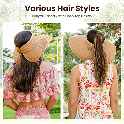 Buy Summer Hats for Women Wide Brim Roll Up Straw Beach Sun Visor Hats