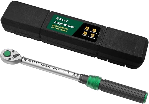 XLIT Klucz dynamometryczny, 3/8 cala, 5-60 Nm, 72 zęby, dokładność ±3%, szybkie zapięcie, odwracalny, 31 cm