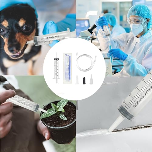 2 Stück 60ml Spritze mit Schlauch, 60ml (50ml) Wiederverwendbare Dosierspritze, Einzeln verpackt Spritze ohne Nadel für wissenschaftliche Labore, Gartenbewässerung, Industrie