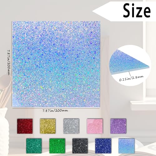Image of Glitter Acrylic Sheets, White, 8 inchx8 inch, 2 Pack | 1 /8 in Thick, Cast Sparkly, For Laser Cutting, Engraving, Invitation Blanks