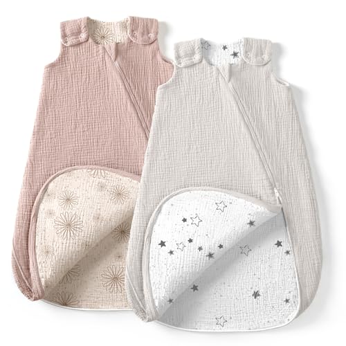 Image of lulumoon Sleep Sack Muslin for Baby: Cotton Wearable Blanket for 3-9 Months - Soft Lightweight Ideal for Nursery Lounge Nighttime Naptime 3-6 Months