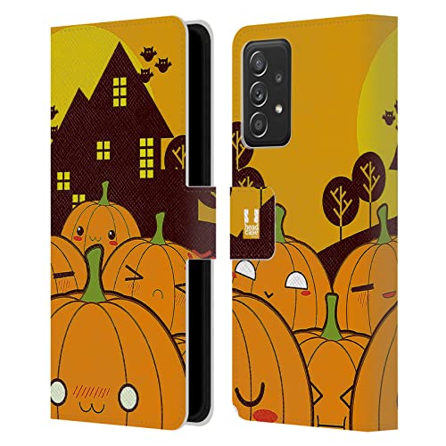 Coque Samsung Galaxy A53 5G Protection Anti-Rayures Étui Portefeuille Cuir Potiron Halloween