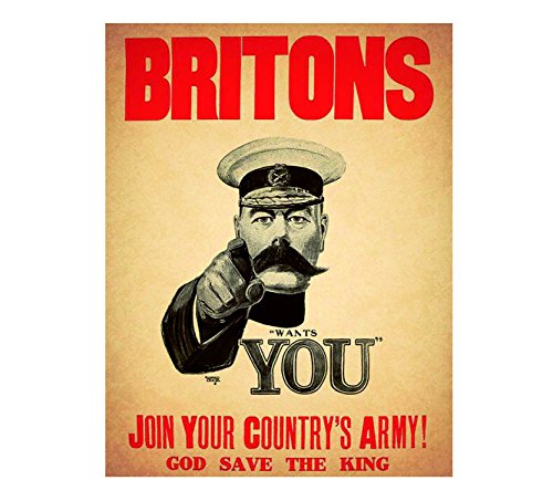 Ecool Britons wants you join your country's army god save the king retro shabby chic vintage style picture metal wall plaque sign (200mm x 150mm)