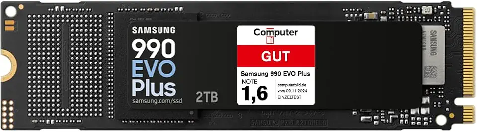Samsung 990 EVO Plus NVMe M.2 SSD 2TB, PCIe 4.0 x4 / PCIe 5.0 x2, NVMe 2.0 (2280), 7250MB/s Read, 6300MB/s Write, Internal SSD for Gaming and Graphics Editing, MZ-V9S2T0BW