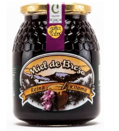 Miel pura de abeja. Miel de Brezo. Origen España 100% en envase de 500grs. Mieles de Brezo proveniente de las zonas de Salamanca, Zamora y León. Aroma muy intenso a hummus, setas y hojarasca.