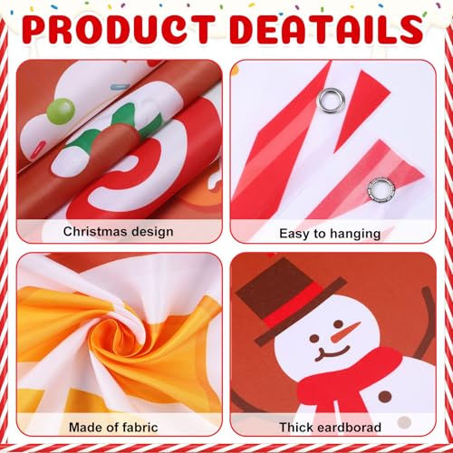 Image of Funrous Door Banner Party Decor Porch Banner Door Sign Set Photo Booth Props Backdrops for Birthday Baby Shower Outdoor Indoor House Porch Decorations(Yellow,Gingerbread)