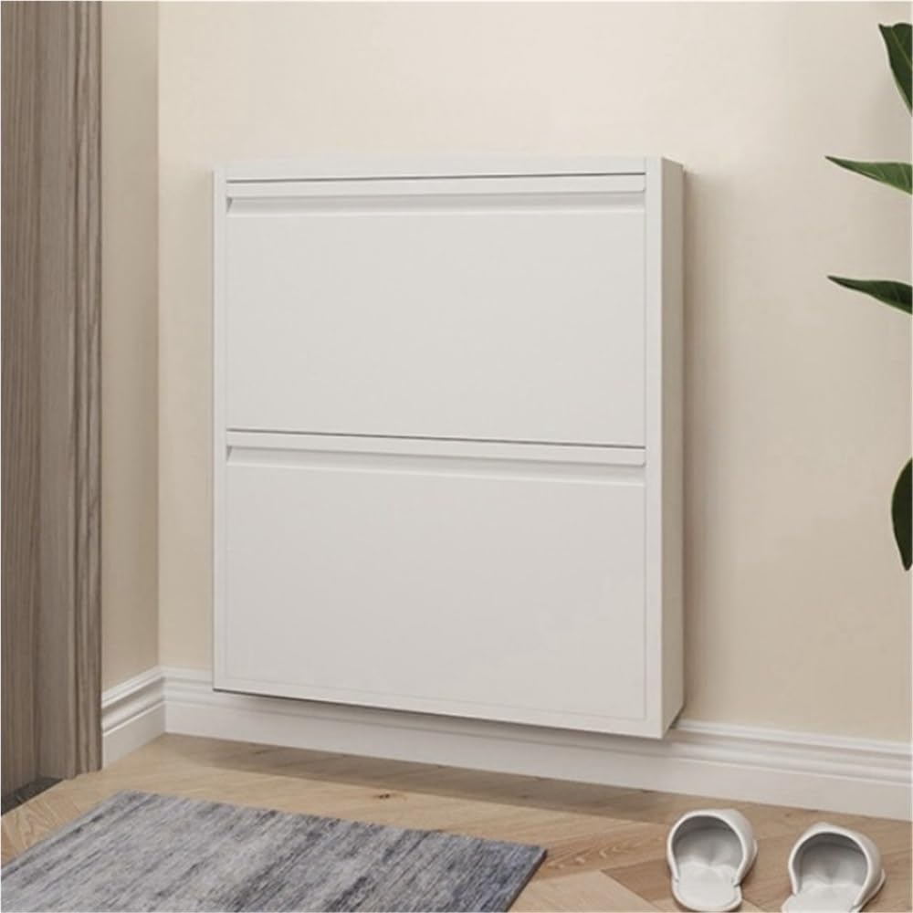 Metal Wall-Mounted Shoe Cabinet - Slim Entrance Organizer with Hidden Storage Rack, 65.5x103cm