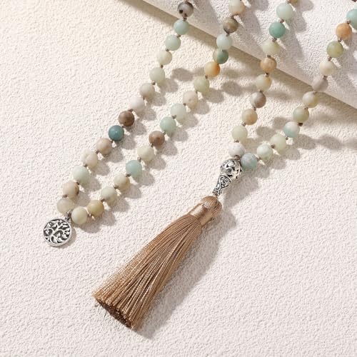 image for INBLUE 108 Mala Prayer Beads Wrap Necklace with Long Tassel Boho for W
