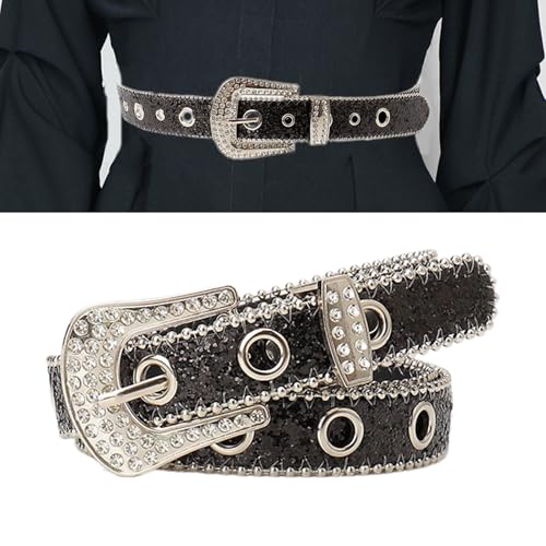 Girl Glittered Waistband Grommet Buckle Belt For Jeans Dress Nightclub Girls Modern Jeweled Waistband2