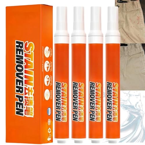 4pcs Stain Remover Pen,Stain Removing Bleach Pen,Instant Stain Removal Stick,Stain Remover Wipes,Quick Effect and Drying,Remove Household Stains,Cute, Travel-Friendly & Safe for All Fabrics,Fresh