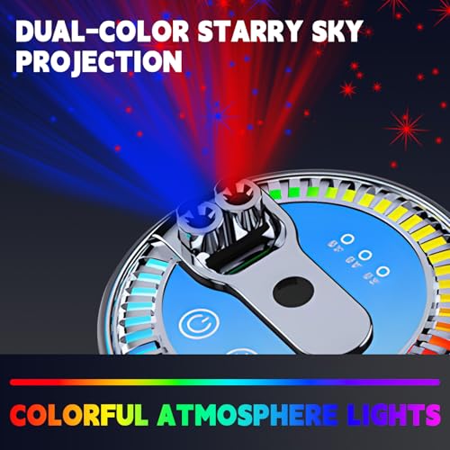 Image of Smart Car Air Freshener, Car Air Freshener Diffuser with Two-Color Star Projector and 80ml Perfume, 3 Mode Adjustable Automatic Aroma Diffuser with Auto On /Off & Atmosphere Light