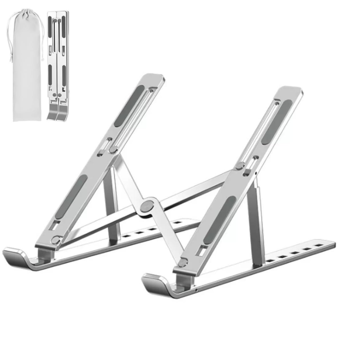 Suporte Notebook 17" Alumínio Resistente Apoio Mesa Ajustável (PRATA) | em Metal para