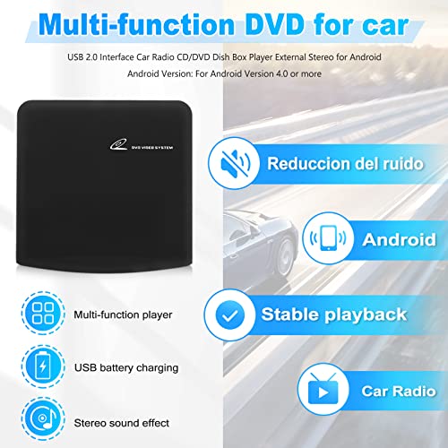 Smallterm External Universal CD Player for Car, Portable CD Player with Extra USB Extension Cable - Image 4