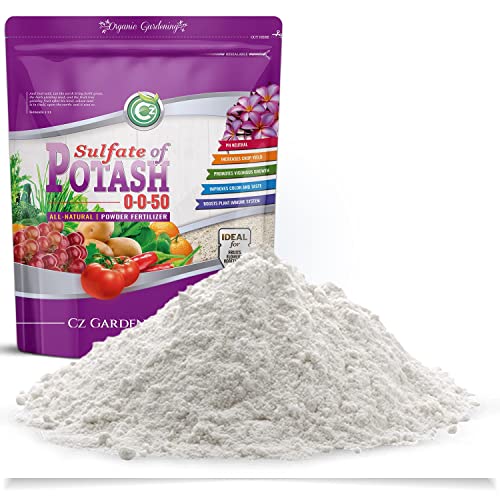 Sulfate of Potash 0-0-50 Fertilizer Made in USA - Water Soluble SOP Potassium Plant Food for All Plants & Flower Gardens - Low Chlorine Fertilizer for Strawberries & Grapes. Enhances Color & Taste!