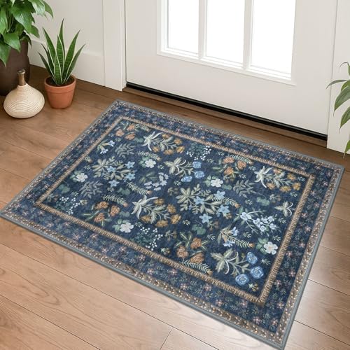 Tapete decorativo navy floral 61x91 cm lavable Boho miniatura 1