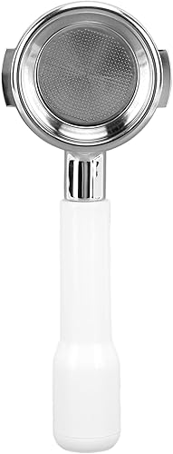 Miniatura 9 de GLOGLOW Portafiltro de café sin fondo, filtro de una sola capa duradero sin fondo, mango de filtro de café para oficina (tipo C2 plástico blanco)