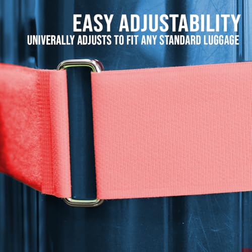 Boxer 4 Pack Velcro Luggage Straps for Travel, Heavy Duty Velcro, Easy to Use and Adjust - TSA Approved (Red - Neon Gren)2