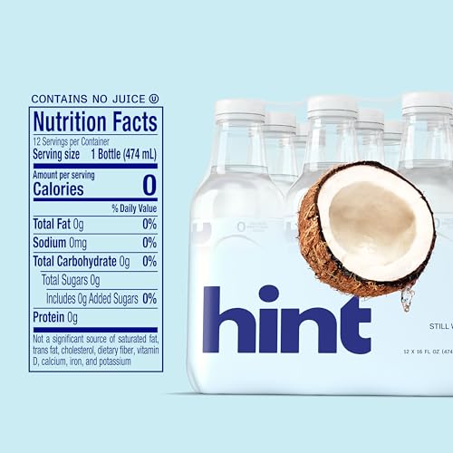 Image of Hint Fruit-Infused Bottled Water, Coconut - Sugar Free Flavored Water with Zero Calories, Naturally Flavored, and No Artificial Sweeteners - 16 Fl Oz (Pack of 12)