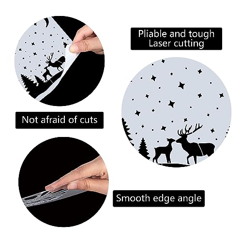 GORGECRAFT 11.8 Inch Reindeer Stencil Plastic Drawing Stencils Reusable Painting Templates DIY Decorative Animal Moon Tree Pattern Template Crafts for Scrapbooking Furniture Wall Wood Paper Decor - Image 3